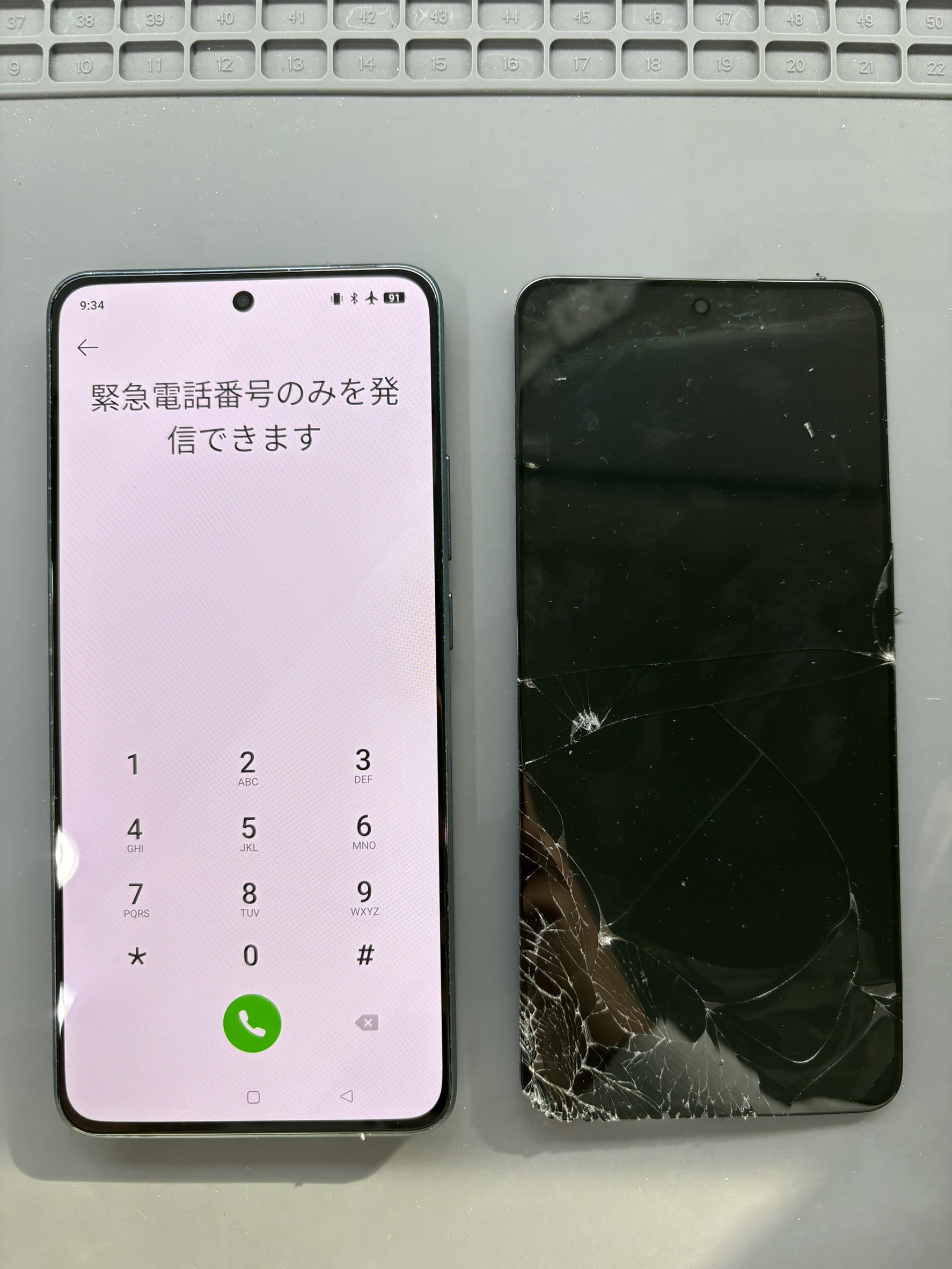 落として表示もタッチも効かないOPPO Reno11Aの液晶交換修理！【スマホ修理工房大和店】